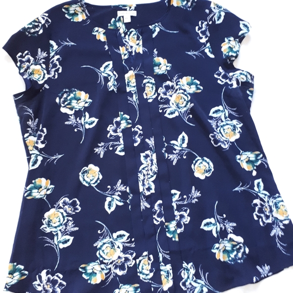 Navy Popover Blouse - Picture 1 of 4